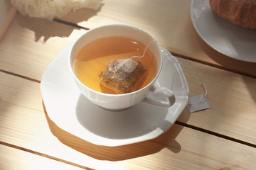 Cup of tea on table, closeup