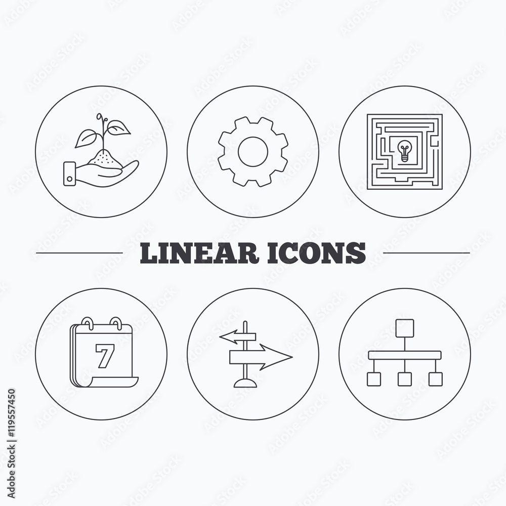 Poster hierarchy, save nature and direction arrow icon.