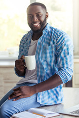 Afro American businessman at home