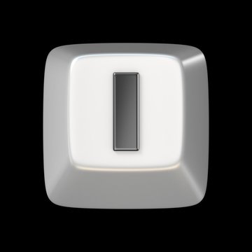 Computer keyboard key FONT. Letter I 3D