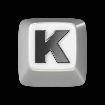 Computer keyboard key FONT. Letter K 3D