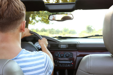 Man driving car