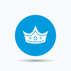 Crown icon. Royal throne leader sign.