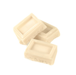 White chocolate tiles isolated on white
