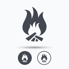 Fire icon. Blazing bonfire flame sign.