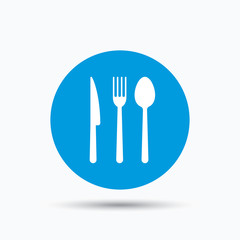 Fork, knife and spoon icons. Cutlery sign.