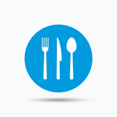 Fork, knife and spoon icons. Cutlery sign.