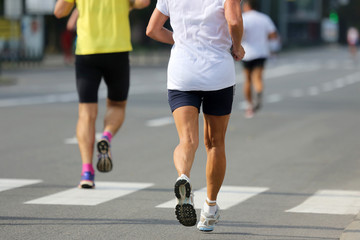 Fototapeta premium two athlete runners at the marathon distance
