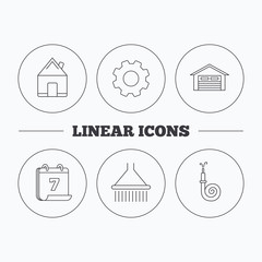 Real estate, garage and shower icons.