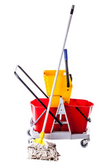professional mop bucket on white