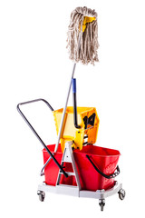 mop bucket on white