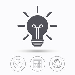 Light bulb icon. Lamp illumination sign.