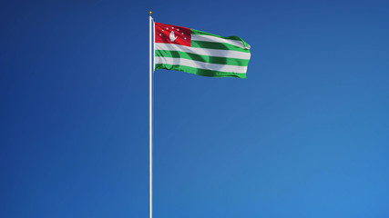 Abkhazia flag waving against clean blue sky, long shot, isolated with clipping mask alpha channel transparency, perfect for film, news, digital composition