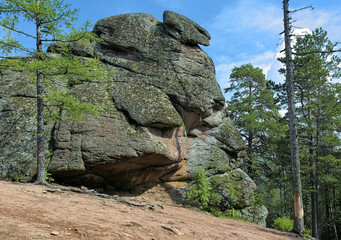 Lions Gate rock in Krasnoyarsk Stolby (Krasnoyarsk Pillars), Siberia, Russia