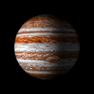 Jupiter Solar system planet on black background 3d rendering. Elements of this image furnished by NASA