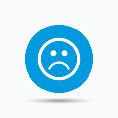 Sad smiley icon. Bad feedback sign.