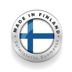 Fototapeta premium Made in Finland button with finnish translation