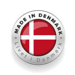 Obraz premium Made in Denmark button with danish translation