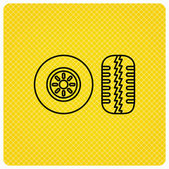 Tire tread icon. Car wheel sign.