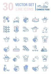 Set vector line icons in flat design with chinese food