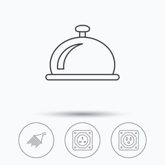 Shower, UK socket and USA socket icons.