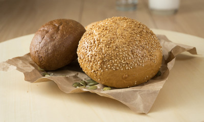 Freshly baked pastry on a wooden board