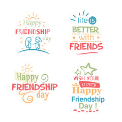 Happy Friendship day vector typographic colorful design.