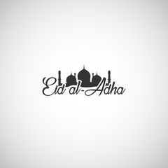 vector typographic illustration of handwritten Eid Al Adha retro