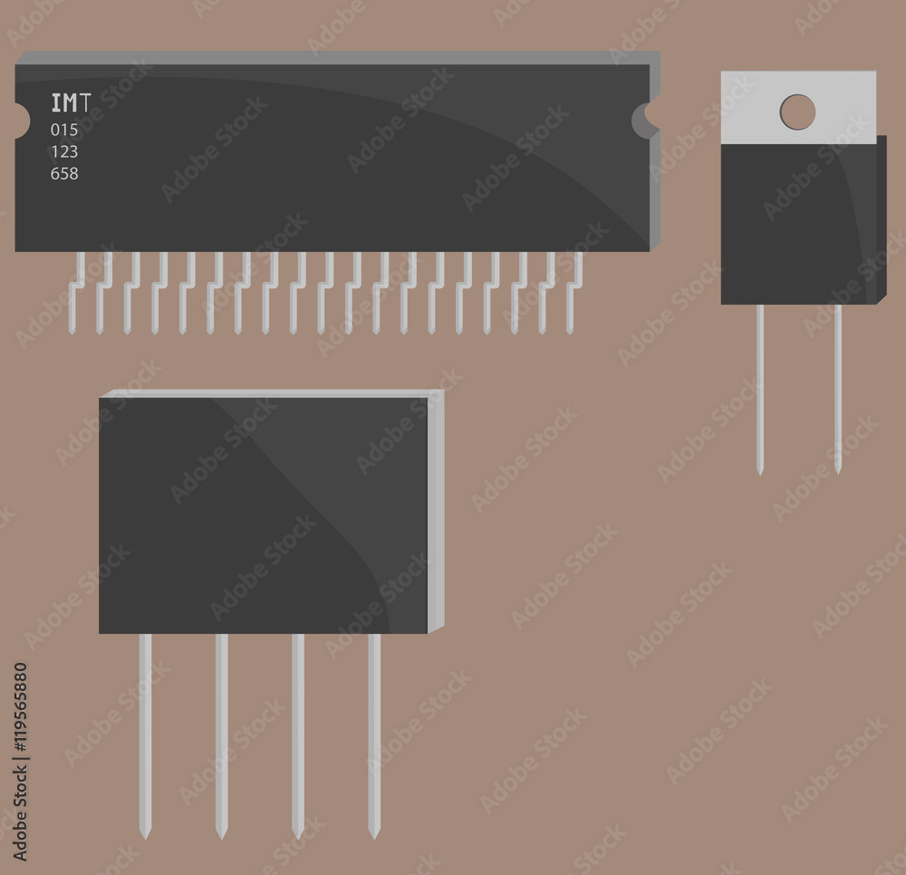 Poster electronic components for your design, electronics part on flat design.