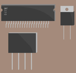 Electronic components for your design, electronics part on flat design.