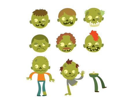 Cartoon zombie character isolated