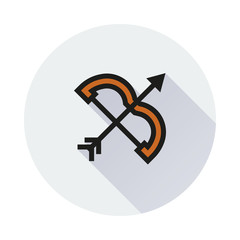 Bow and arrow icon on round background