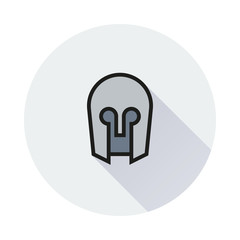 medieval helmet icon on round background