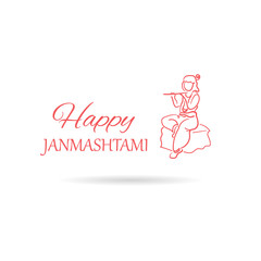 Krishna Janmashtami background in vector. Greeting card for Kris