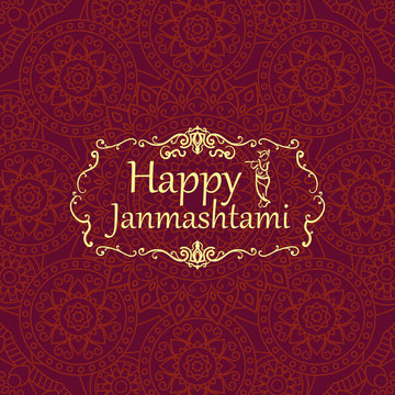 Happy janmashtami, Indian feast of the birth of Krishna. Greetin