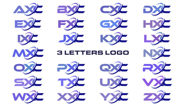 3 letters modern generic swoosh logo AXC, BXC, CXC, DXC, EXC, FXC, GXC, HXC, IXC, JXC, KXC, LXC, MXC, NXC, OXC, PXC, QXC, RXC, SXC, TXC, UXC, VXC, WXC, XXC, YXC, ZXC