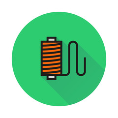 Thread spool icon on round background