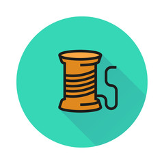 Thread spool icon on round background