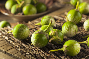 Raw Green Thai Eggplants