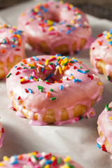 Homemade Sweet Donuts with Pink Frosting
