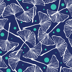 Gingko biloba seamless vector background pattern