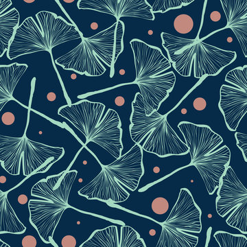 Gingko biloba seamless vector background pattern