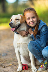 Ten-year-old girl with a dog.