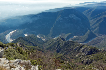 Naklejka premium Meander of Nestos Gorge near town of Xanthi, East Macedonia and Thrace, Greece
