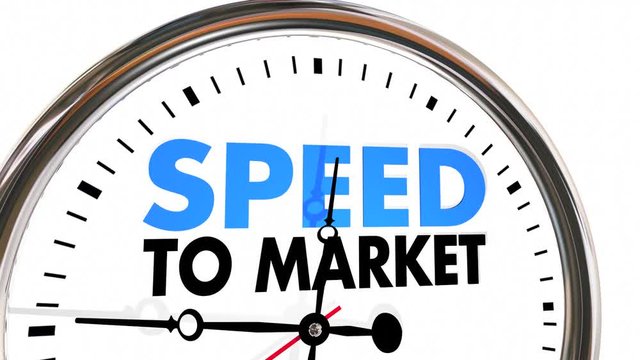 Speed to Market Product Development Clock Time Words 3d Animation