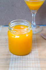 Fresh orange juice in jar