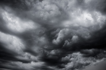 Cloudy stormy black and white dramatic sky background