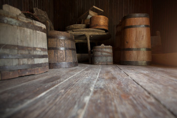 cellar wood barrels, old crafts