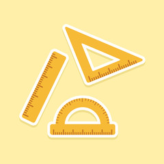 Ruler School Supplies Vector illustration. Triangle protractor straight Ruler.