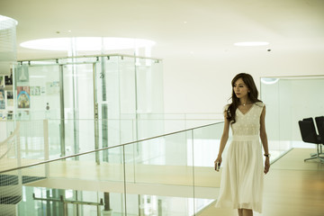 Woman walking in the modern building